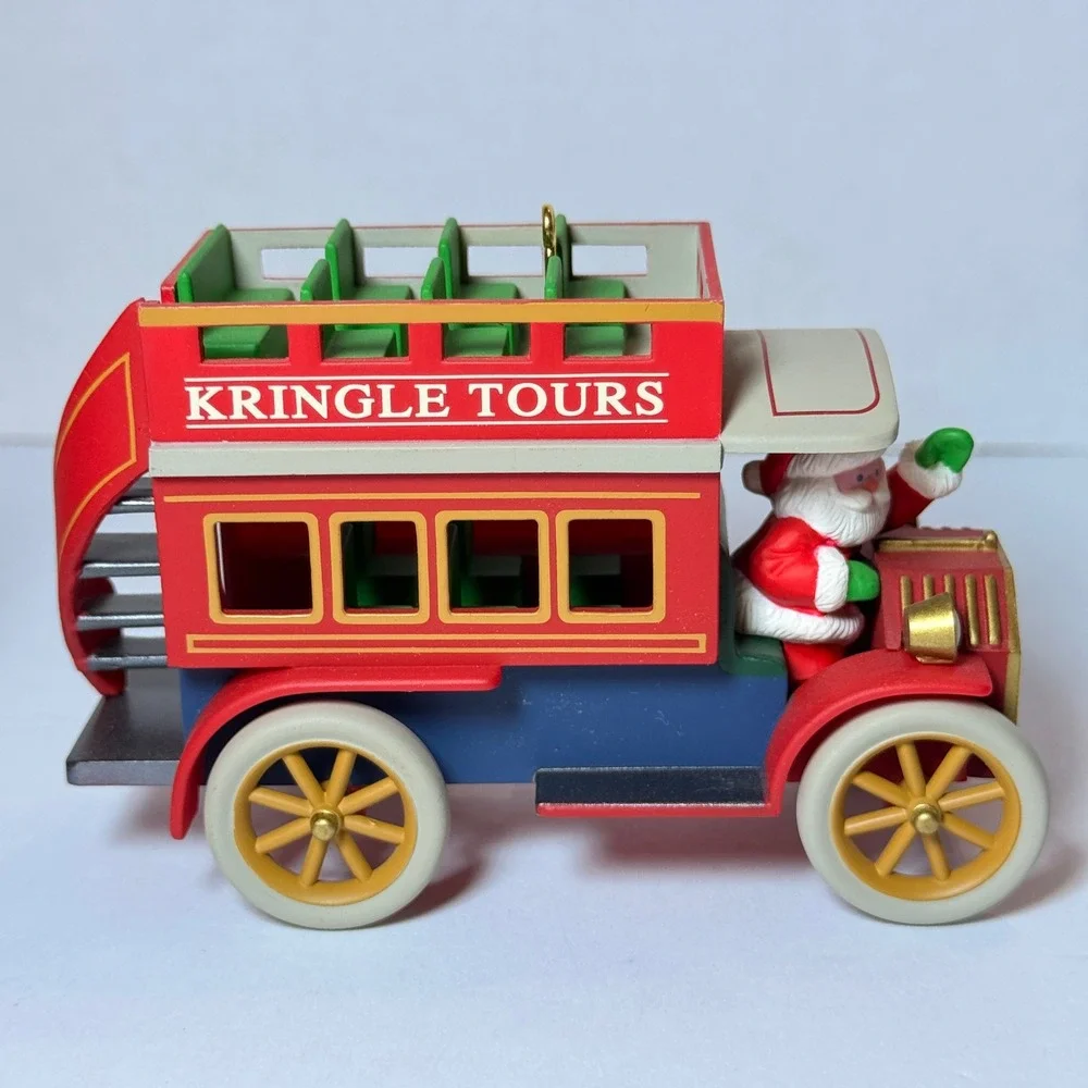 Vintage Hallmark Keepsake Here Comes Santa Ornament Lot 1987 1991 1992 Bus Car